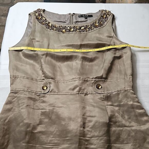 Alex Marie Bronze Linen/Silk blend dress size 12 - Picture 7 of 11